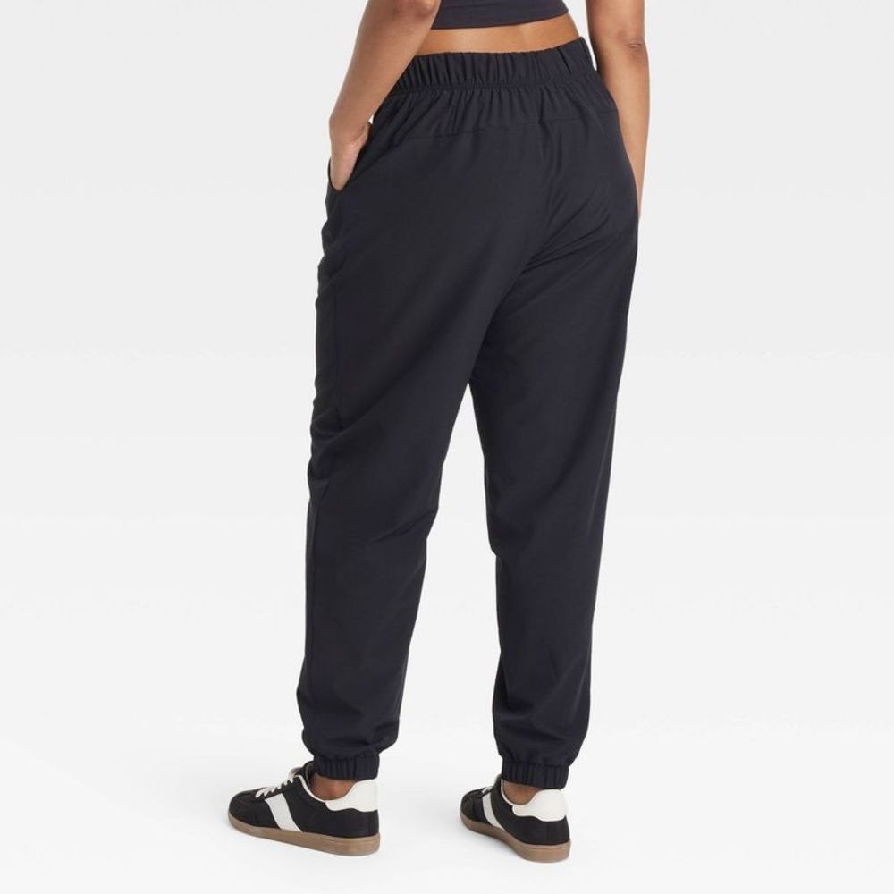 All In Motion - Women's High-Rise Winter Woven Lined Joggers - All Black - Picture 4 of 4